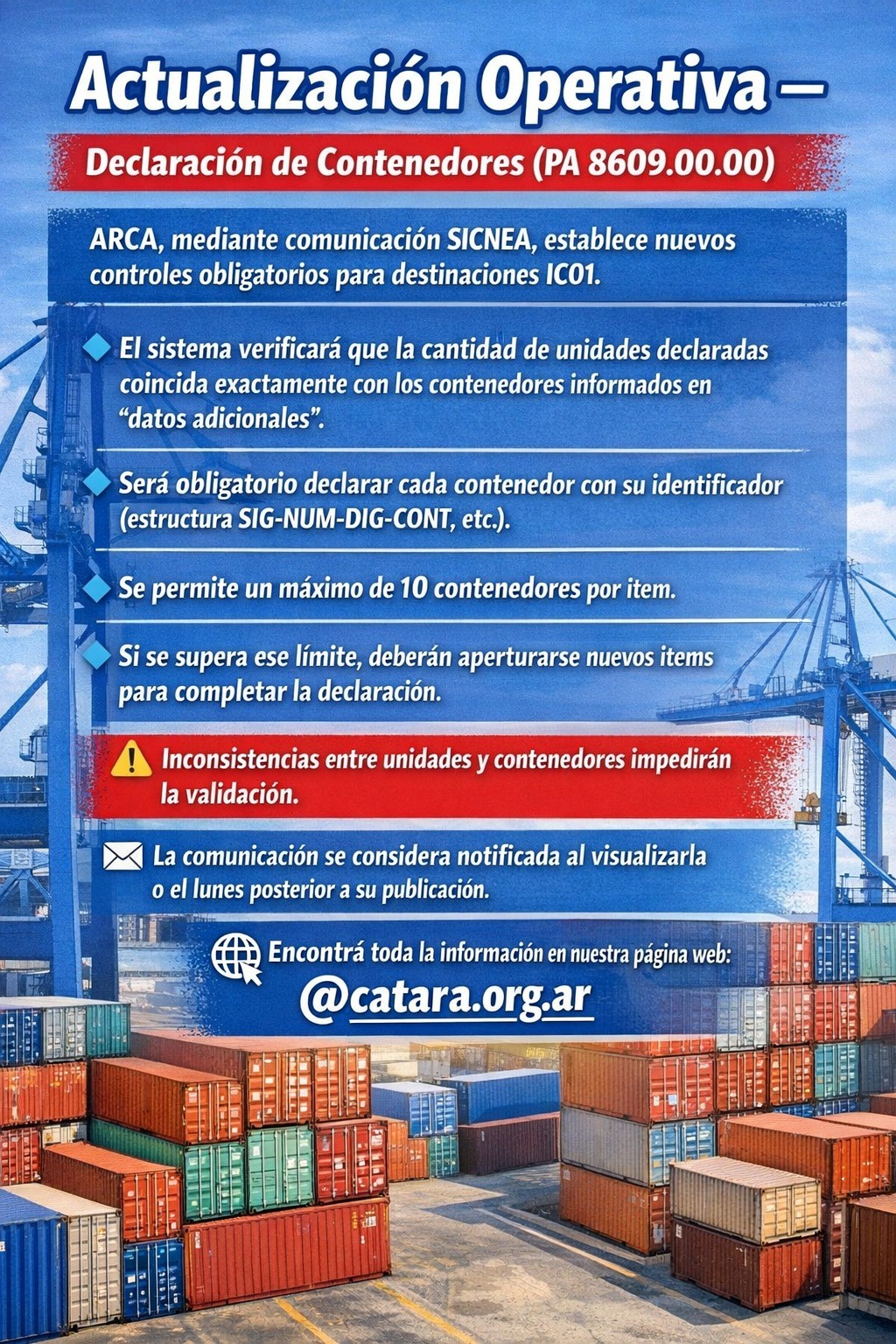 Actualización Operativa: Nuevos Requerimientos para la Declaración de Contenedores (PA 8609.00.00)